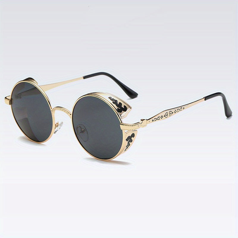 Vintage Metal Steampunk Sunglasses Polarized Round Frame Mens Womens