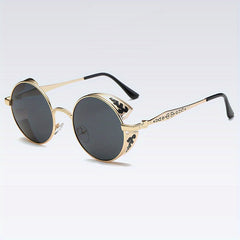 Vintage Metal Steampunk Sunglasses Polarized Round Frame Mens Womens