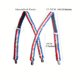 National Flag Sequin Harness with Bow Tie for Carnival Party