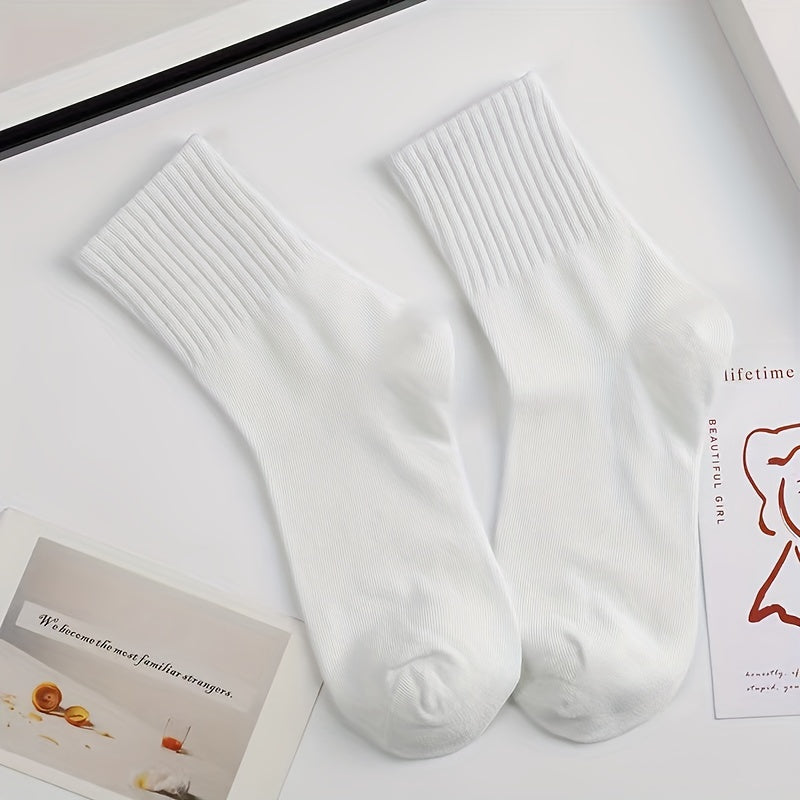 6 Pairs Comfy Solid Socks Women's Stockings