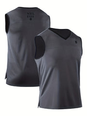 Men's Sleeveless V Neck Sports Vest Quick Dry Sweat Absorbing Tank