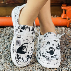 Women's Halloween Print Canvas Shoes Casual Lace Up Outdoor Shoes