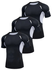 Men's Compression Shirt High Stretch Short Sleeve Top for Outdoor Fitness