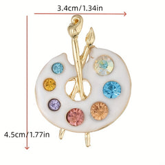 Colorful Soft Enamel Draw Palette Brooch Rhinestone Pin