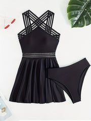 Mesh Tankini Set High Cut Two-Piece Swimsuit