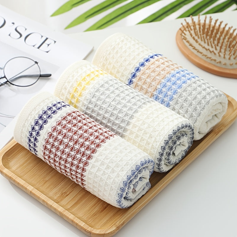 3 Packs Waffle Weave Hand Towels Absorbent Quick Dry Plush Hand Towel