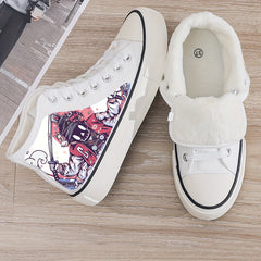 Girl's High Top Anime Skate Shoes With Warm Plush Lining