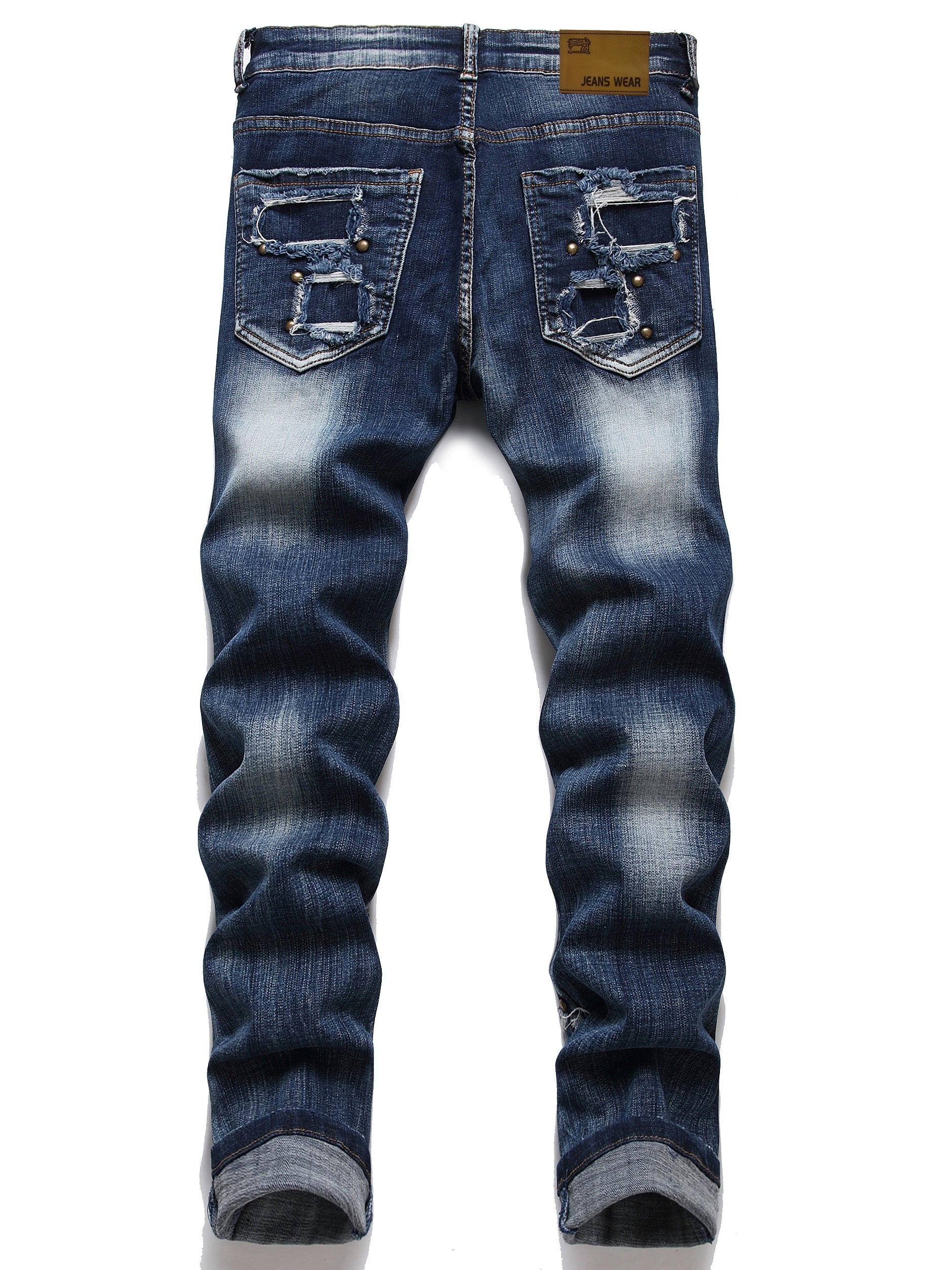 Slim Fit Stretch Ripped Patched Men's Jeans