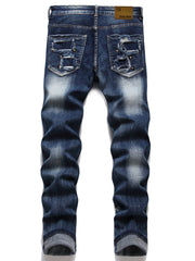 Slim Fit Stretch Ripped Patched Men's Jeans