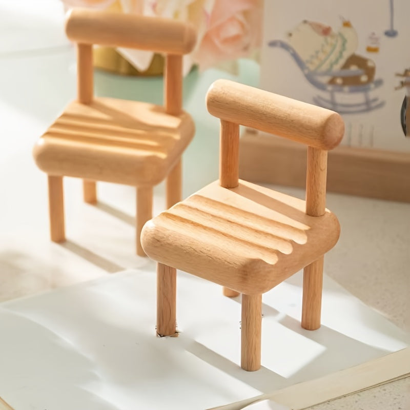 Wood Mini Chair Phone Holder Creative Desktop Ornament