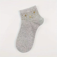 Rhinestone Crew Socks for Women