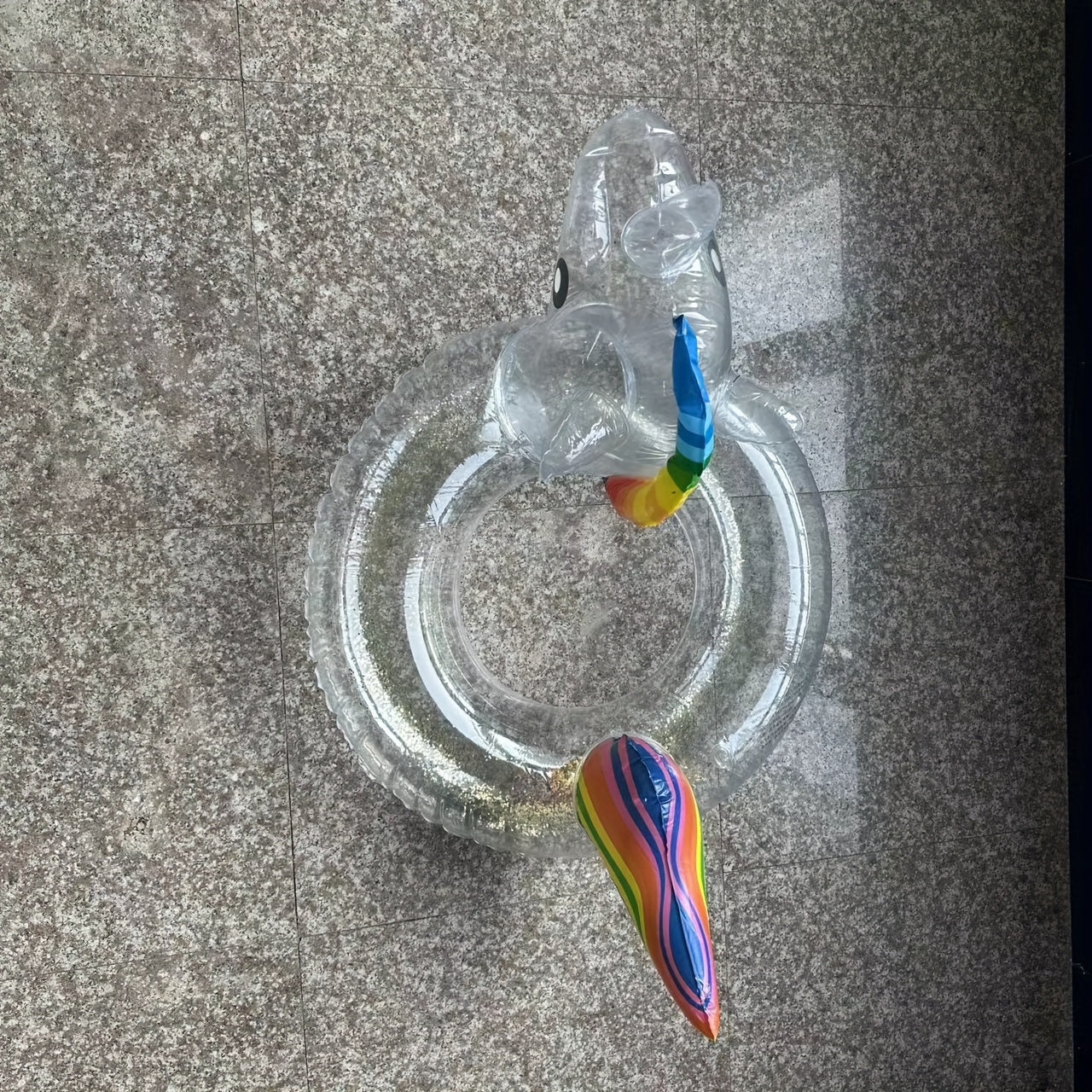 Glitter Unicorn Swimming Ring - Inflatable & Transparent