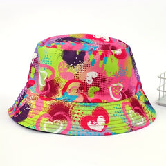 Pink Print Bucket Hat Y2K Lightweight Sunshade Fisherman Cap