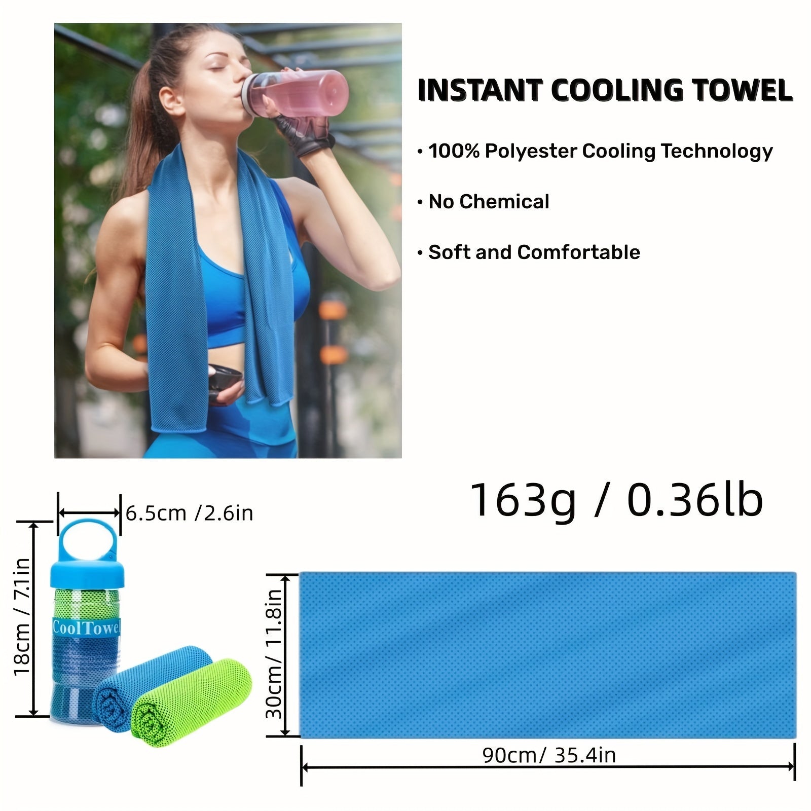 2pcs Superfiber Cooling Towels for Yoga Running Fitness Golf Camping