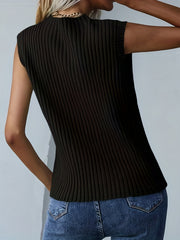 Summer Knitted Crew Neck Tank Top for Women
