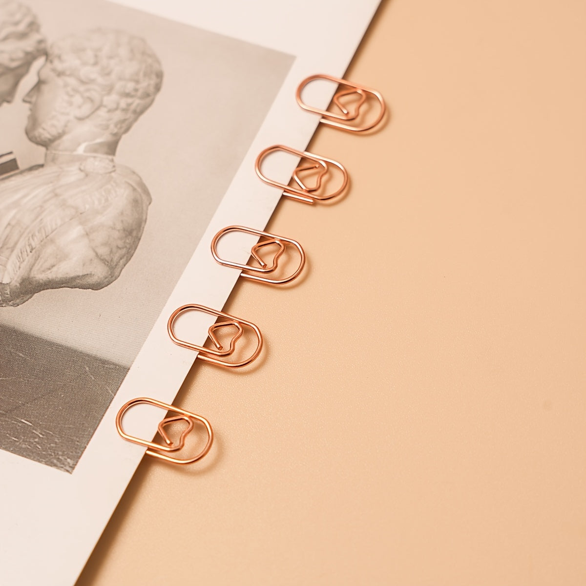 10pcs Rose Gold Love Paper Clip Heart Stationery Bookmark Decoration