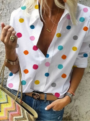 Polka Dot Print Long Sleeve Shirt