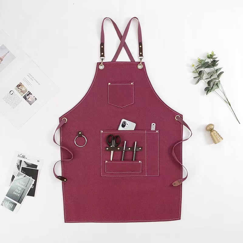 Denim Canvas Apron w/ Pocket for Kitchen, Cafe, Florist - Home Use Kitchen Tools