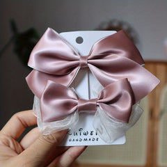 Fabric Bow Hair Clips Set Decorative Hair Accessories for Girls
