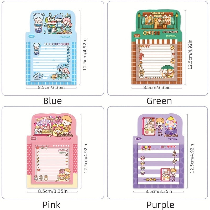 50 Sheets Cartoon Girl Sticky Notes for Decorating and Reminders