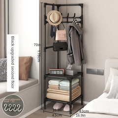 Standing Coat Rack with Storage Shelves & Hooks for Foyer, Living Room, Bathroom