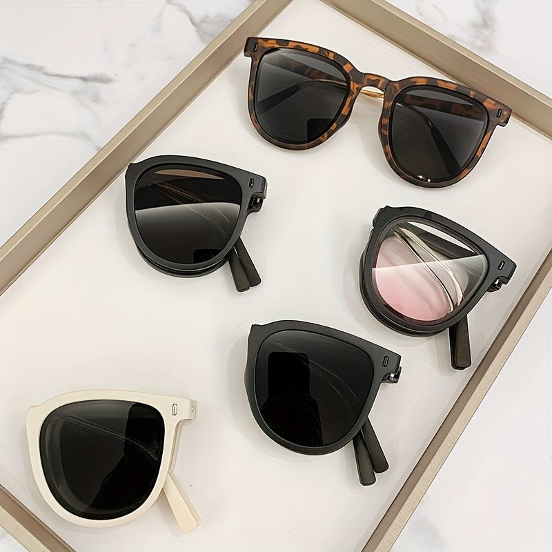 Men's Folding Sunglasses UV Protection Round Eyewear