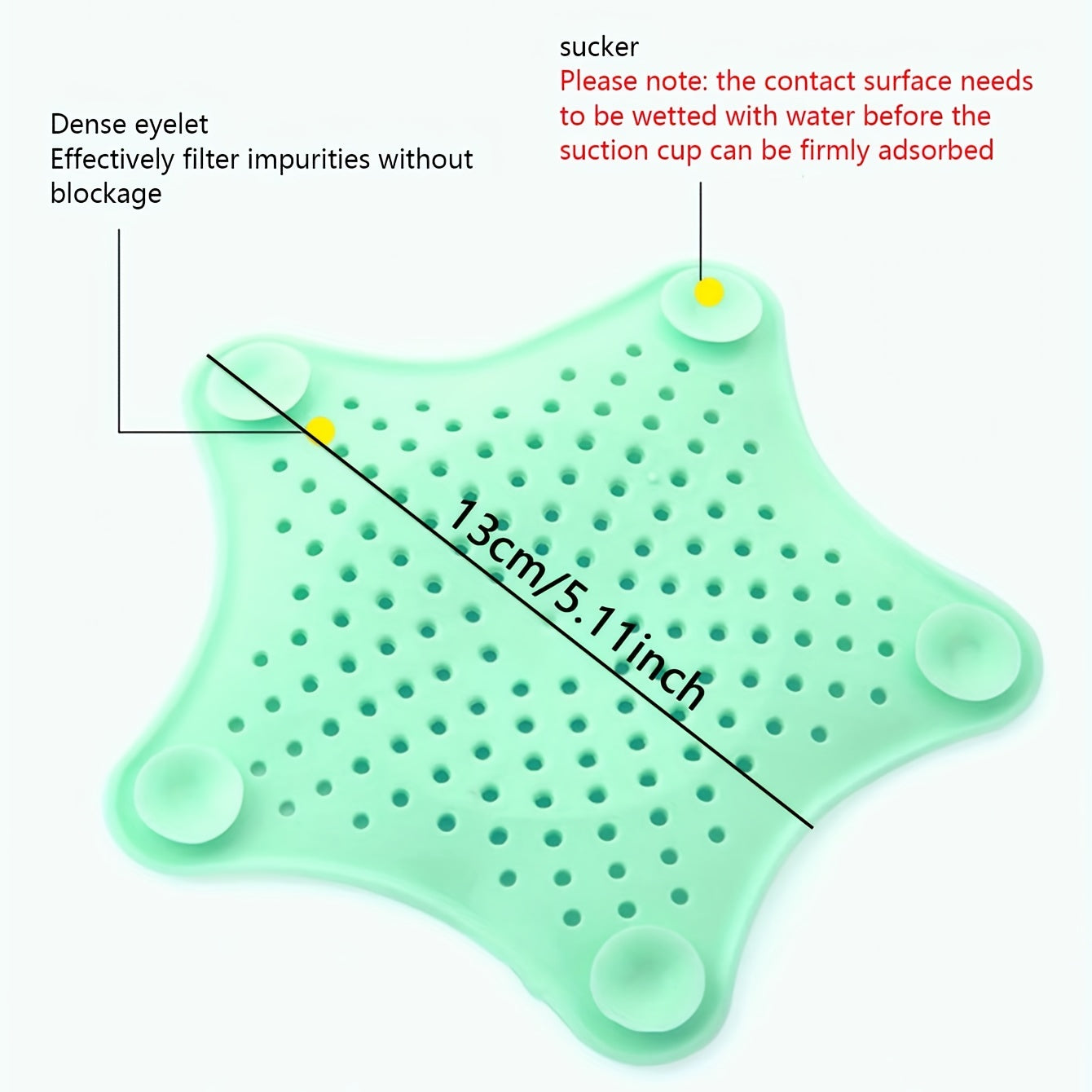 5 11inch Star TPR Floor Drain Cover Kitchen Bath Shower Sink Strainer Hair Filte