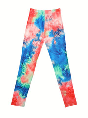 Ice Effect Tie Dyed Girl Leggings Graphic Tights Slim Pants Costume