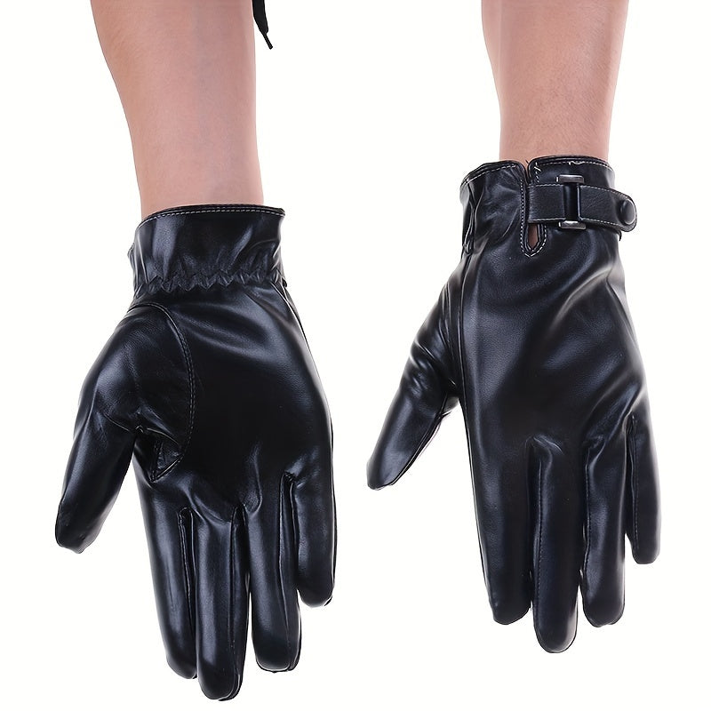 Winter Leather Gloves Full Finger Touch Screen Warm Gloves for Motorcycle