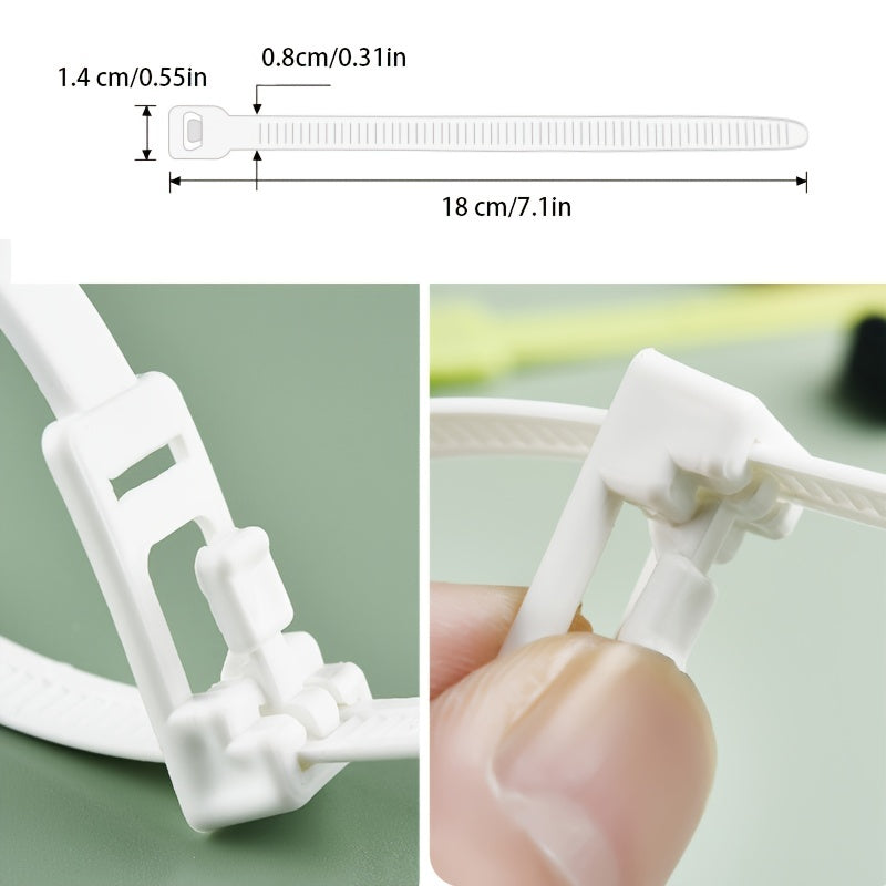 50pcs Reusable Self-Locking Cable Ties Fasten Tension Wire Wrap Straps