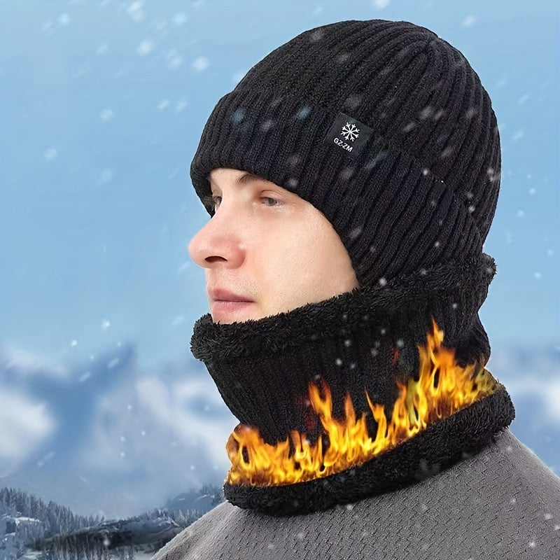 Men's Winter Knitted Beanie Hat for Elderly, Ear Protection