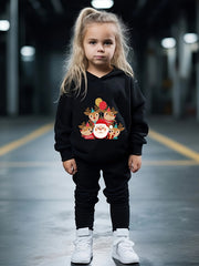 Reindeer Crew & Santa Print Kids Outfit Set for Christmas