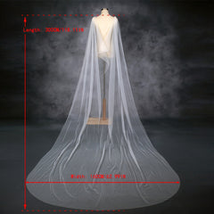 Sheer Bridal Cape Long Soft Tulle Wedding Shawl for Boho Ceremony