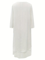 Button Decor Ruched V Neck Maxi Dress