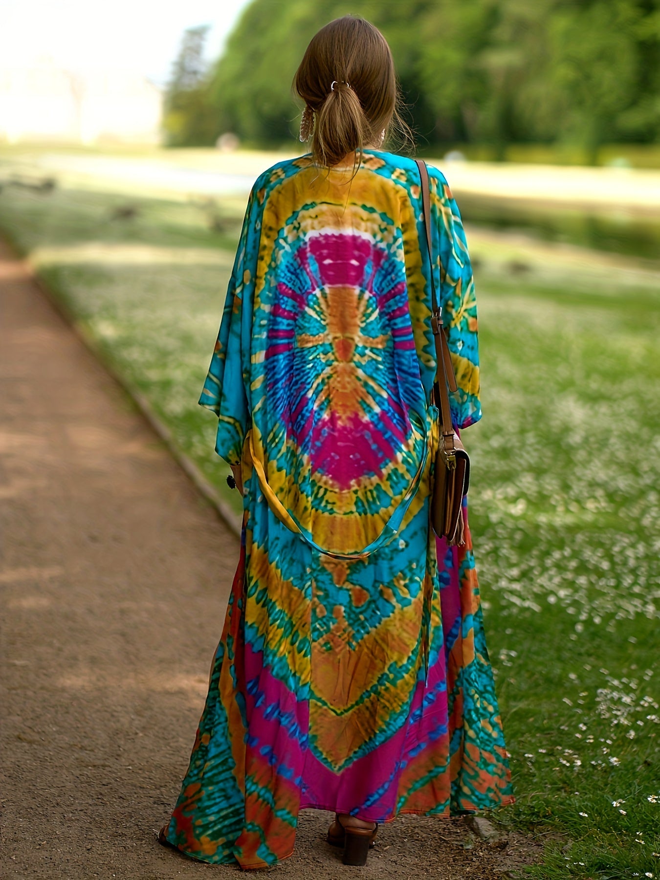 Tie Dye Long Sleeve Cover Up Dress Women's