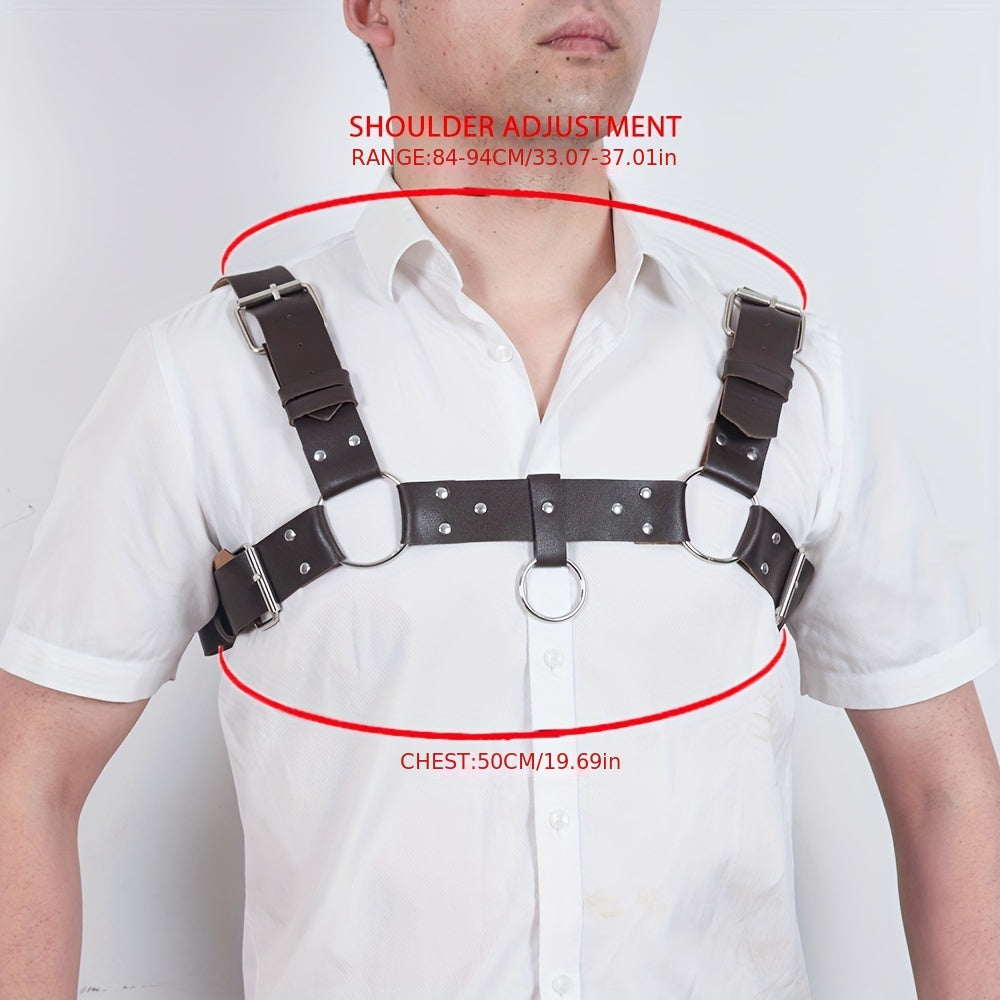 Men's Sleeveless Body Chest Harness PU Leather Punk Chest Belt
