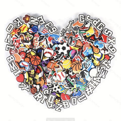 50Pcs Letters Numbers Sports Charms Clog Shoe Decoration Boys Kids Teens Adults