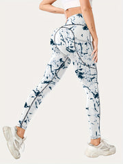 High Waist Print Butt Lifting Yoga Leggings With Pocket