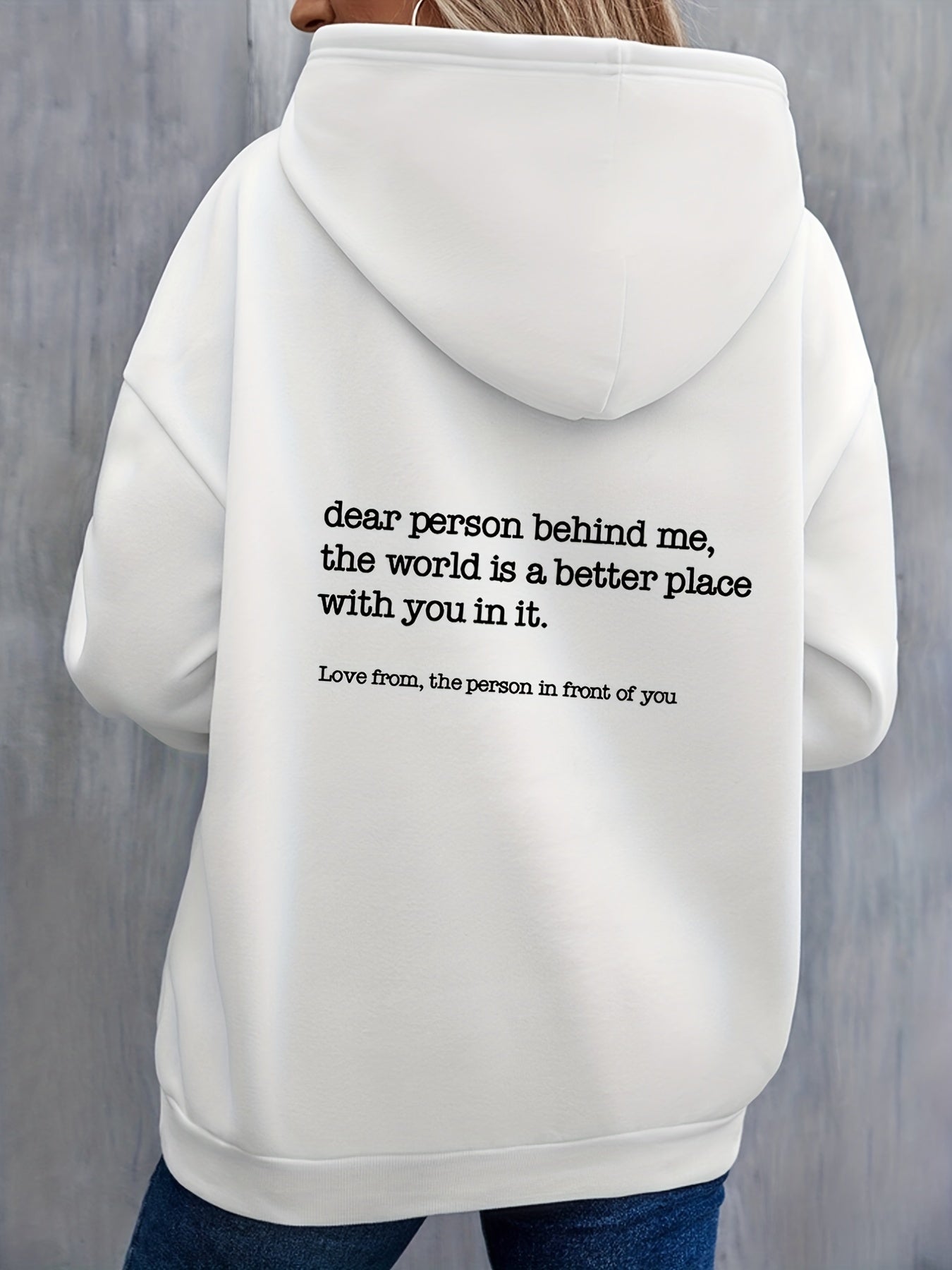 Letter Print Kangaroo Pocket Hoodie Casual Long Sleeve Drawstring Hoodies