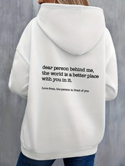 Letter Print Kangaroo Pocket Hoodie Casual Long Sleeve Drawstring Hoodies