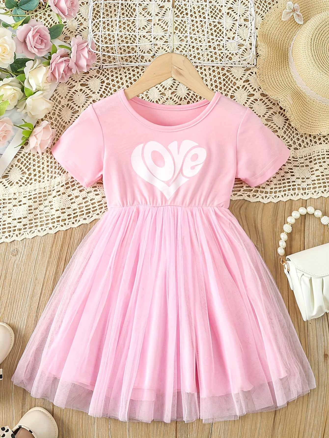 Toddler Girls Clover & Easter Egg Print Tutu Dress Summer Easter Gift