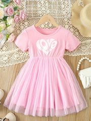 Toddler Girls Clover & Easter Egg Print Tutu Dress Summer Easter Gift