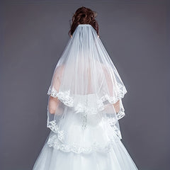 Wedding Veil With Comb Bride Costume Veil Layers Lace Edge Veil
