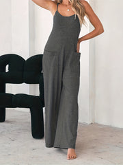 Casual Cami Jumpsuit Women's Plus Heathered Wide Leg Jumpsu