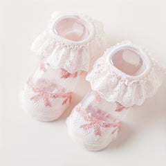 Baby Girls Lace Ruffle Boat Socks for Spring and Summer