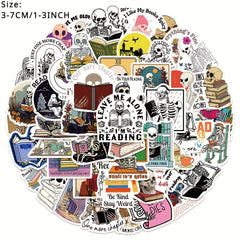 50pcs Skull Reading Series Stickers Helmet Skateboard Waterproof DIY Decoration