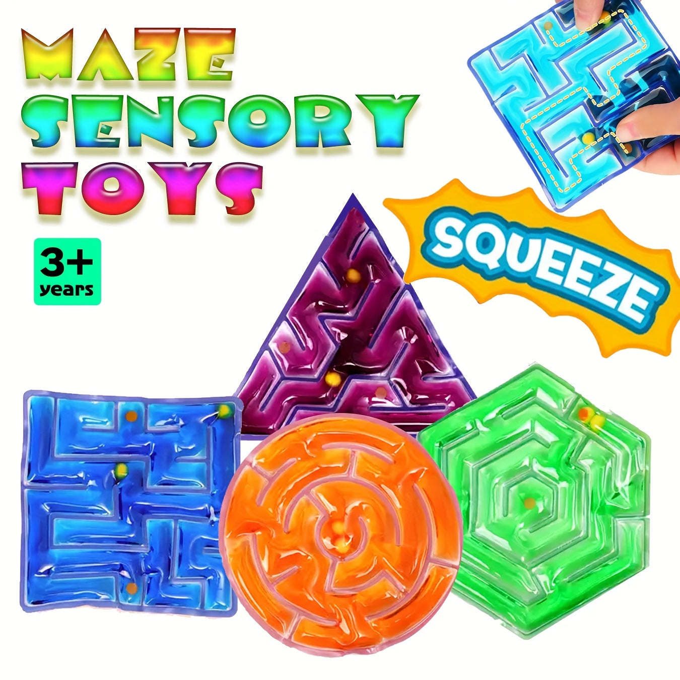 4pcs Colorful PVC Gel Filled Mazes Sensory Toys for Kids