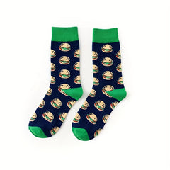 Hamburger Print Socks Women's Mid Tube Stockings