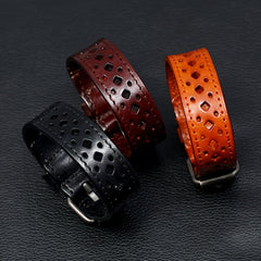 Vintage Faux Leather Wide Bracelet for Women