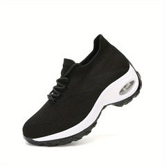Women's Air Cushion Mesh Sneakers Breathable Lace Up Running Shoes